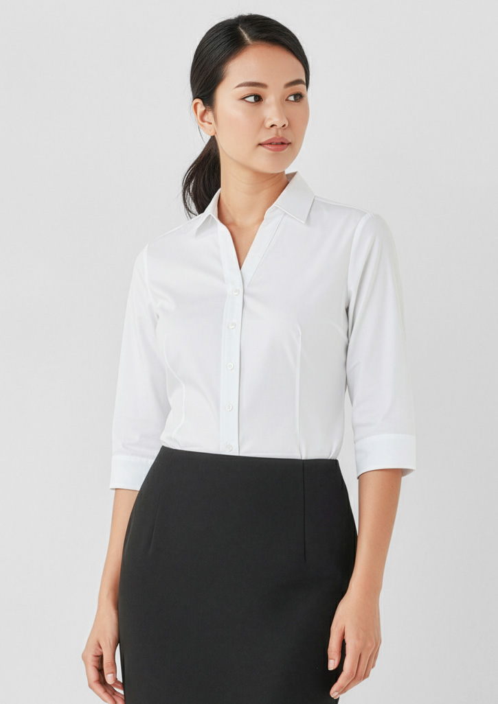 Womens Hudson 3/4 Sleeve Shirt White
