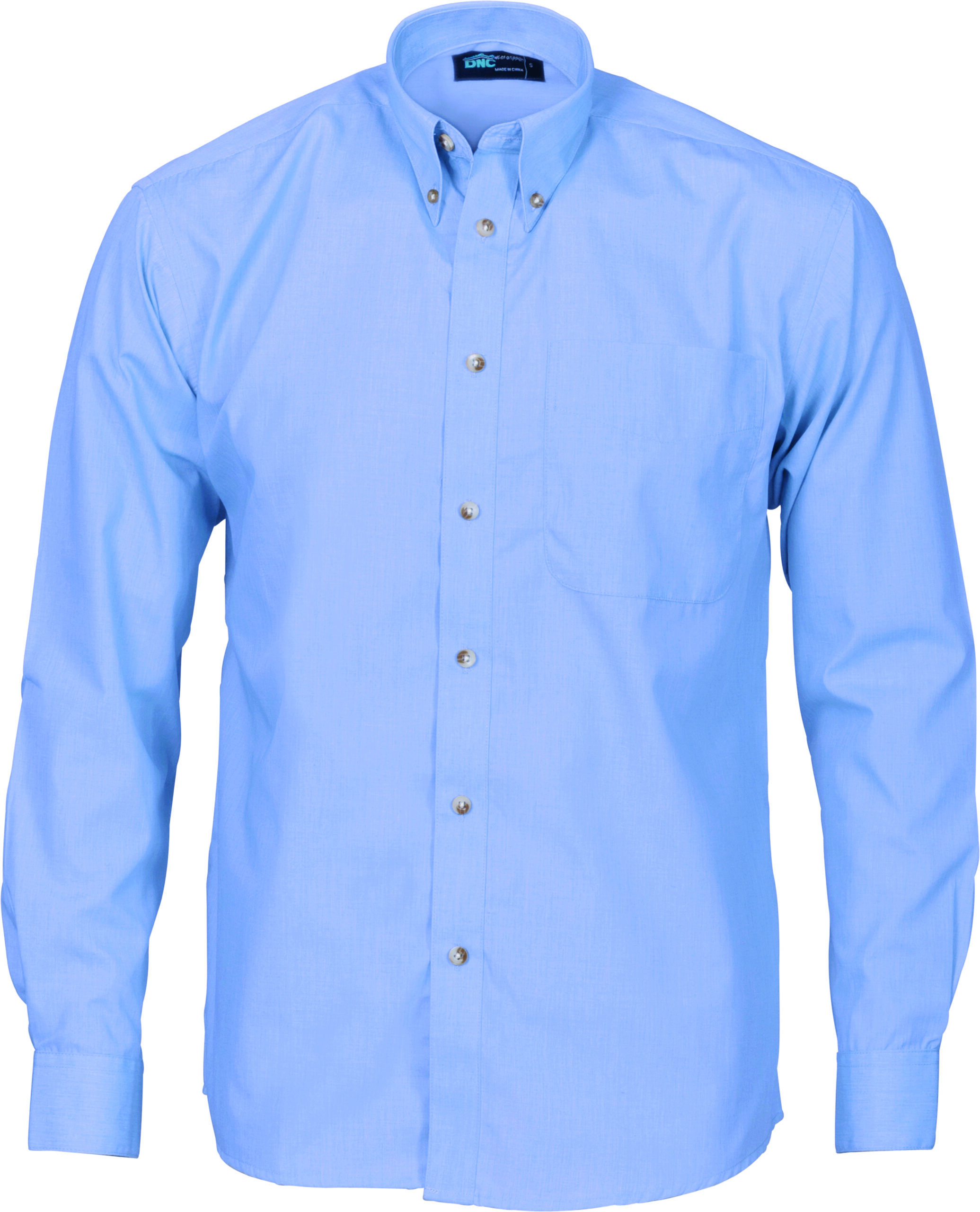 Polyester Cotton Chambray Business Shirt - Long Sleeve Chambray