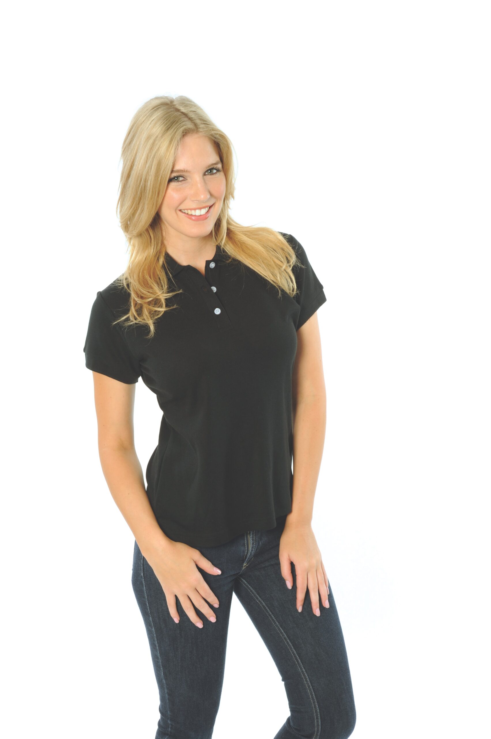 Ladies Cotton Rich New York Polo Black