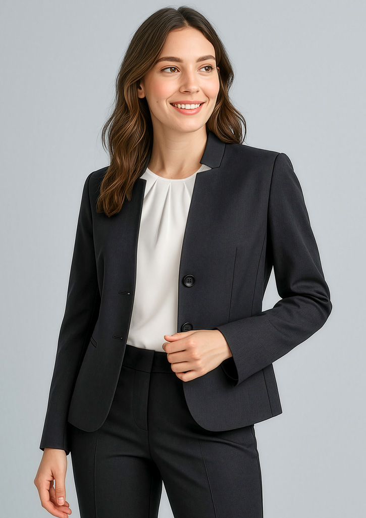 Womens Cool Stretch Short Jacket with Reverse Lapel Black