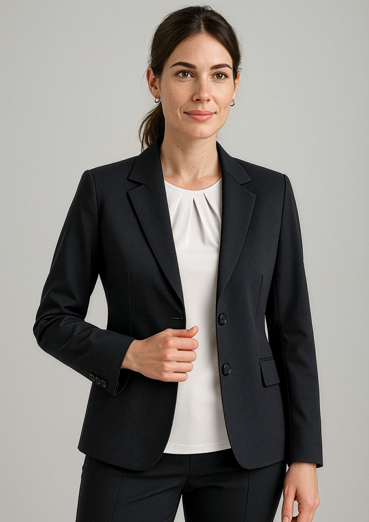 Womens Comfort Wool Stretch Longline Jacket Black