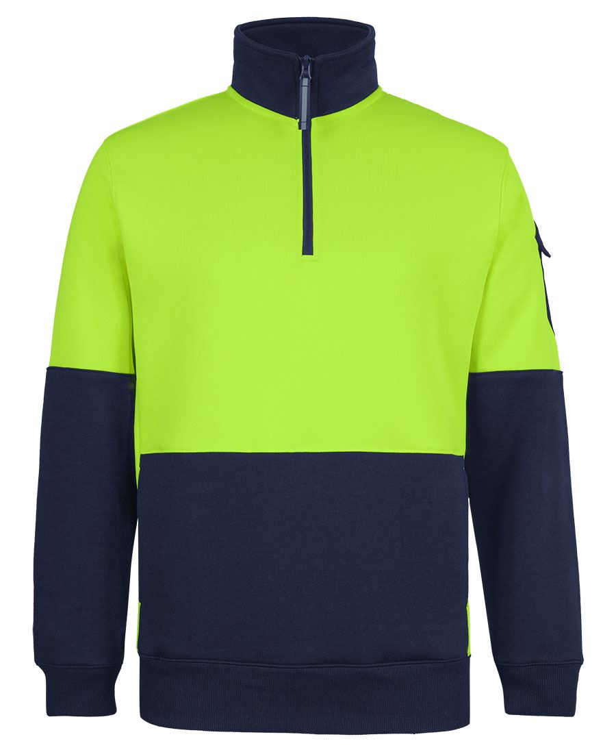 JB's 350g Hi Vis 1/2 Zip Trade Fleece Lime/Navy