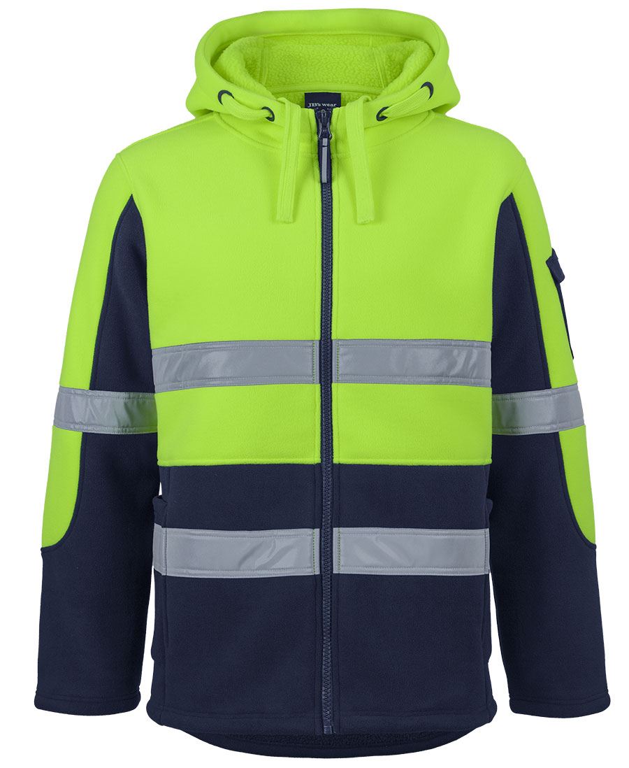 JB's Hi Vis D+N 450g Full Zip Shepherd Hoodie Lime/Navy