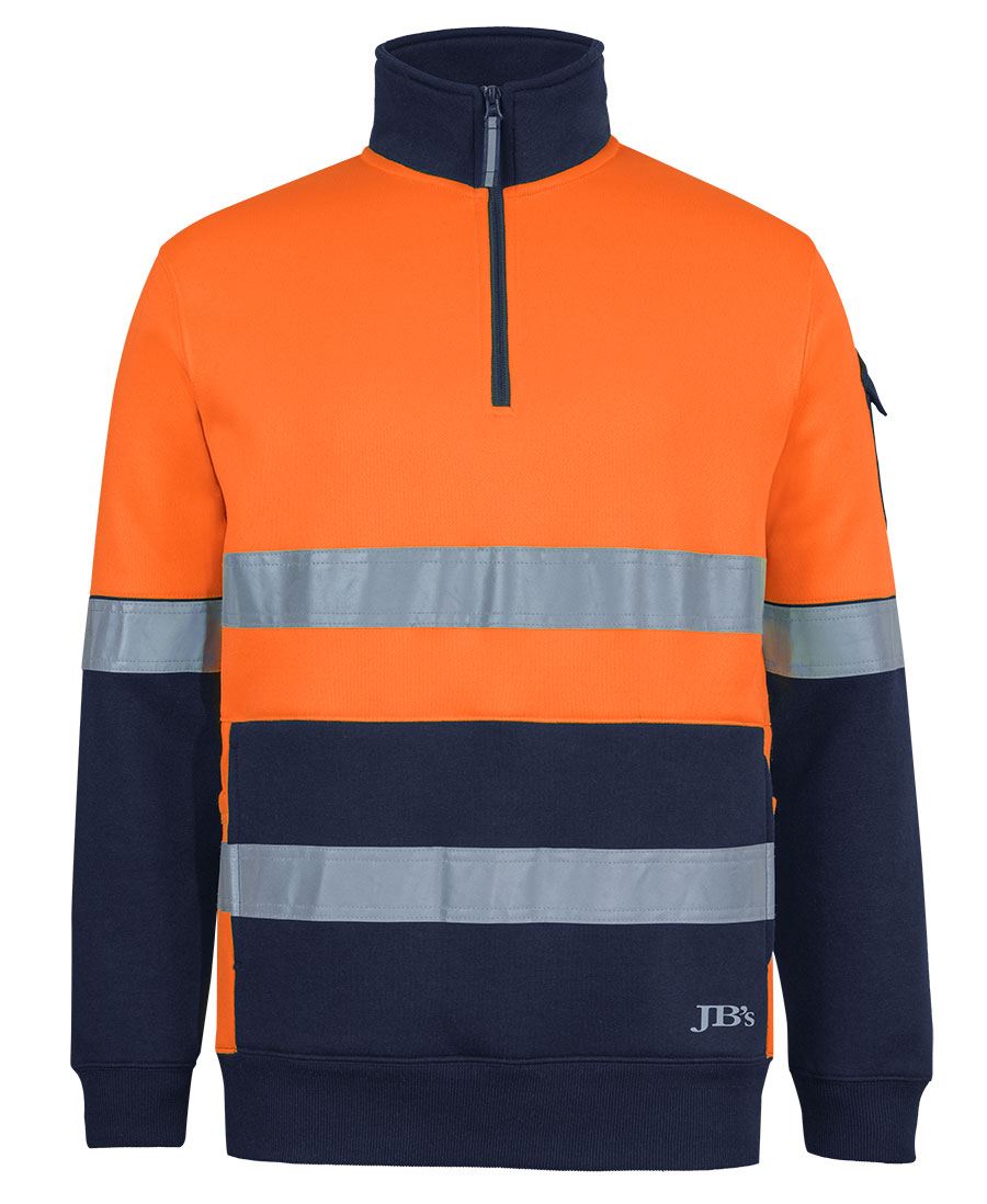 JB's 350g Hi Vis (D+N) 1/2 Zip Trade Fleece Orange/Navy