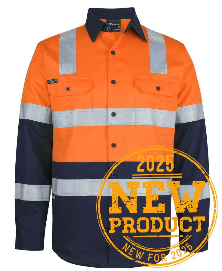 JB's Hi Vis (D+N) L/S 150g Level 3 W/Shirt Orange/Navy