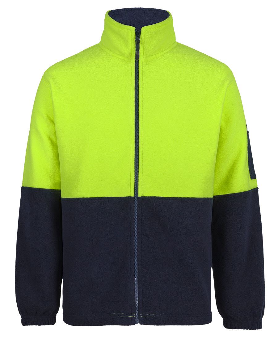 JB's Hi Vis Full Zip Polar Fleece Lime/Navy