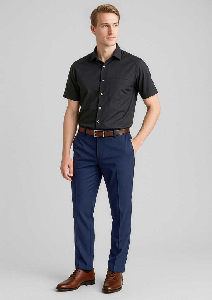 Mens Comfort Wool Stretch Slimline Pant Navy