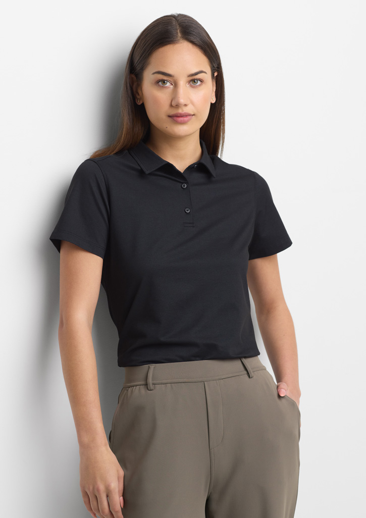 Womens Venture Short Sleeve Polo Black