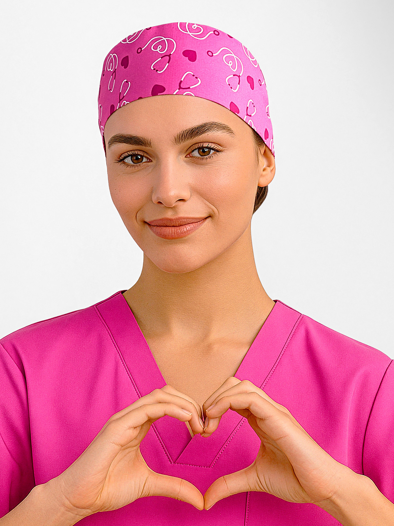 Pink Unisex Printed Scrub Cap Pink