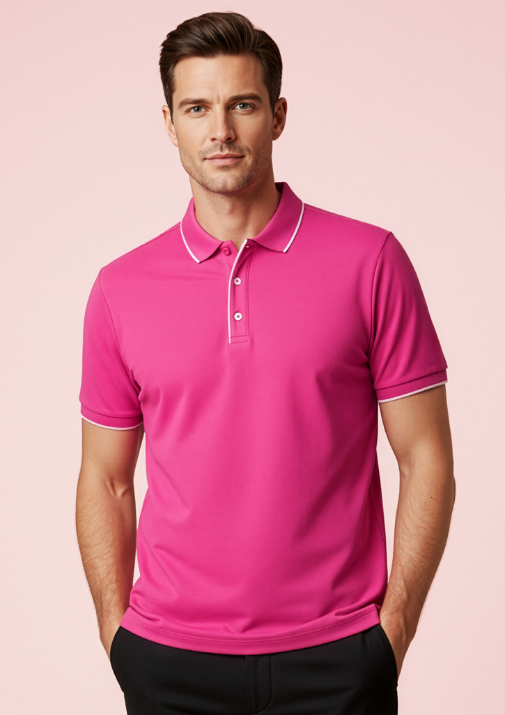 Mens Pink Short Sleeve Polo Pink