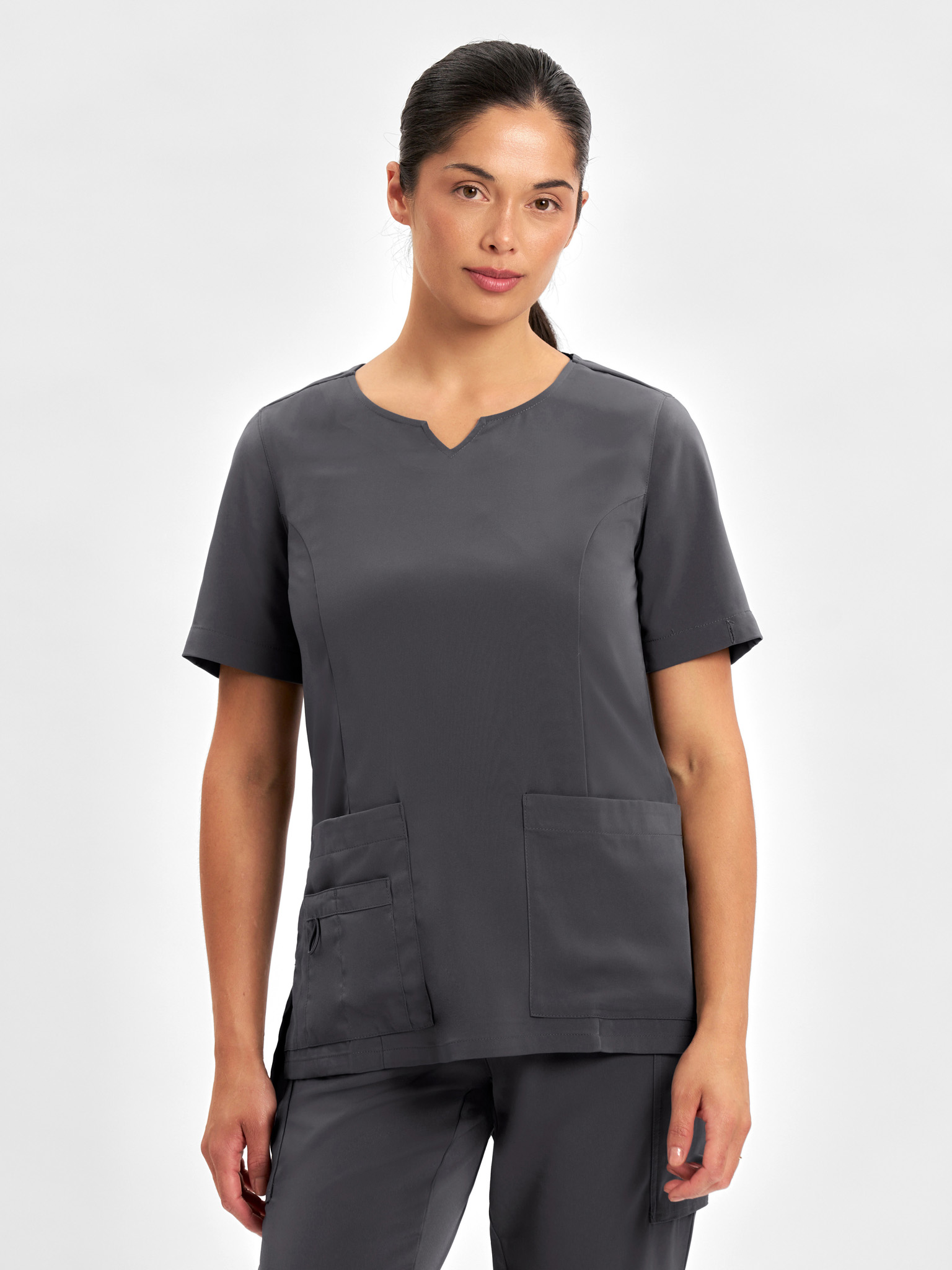 Avery Womens Round Neck Scrub Top Charcoal