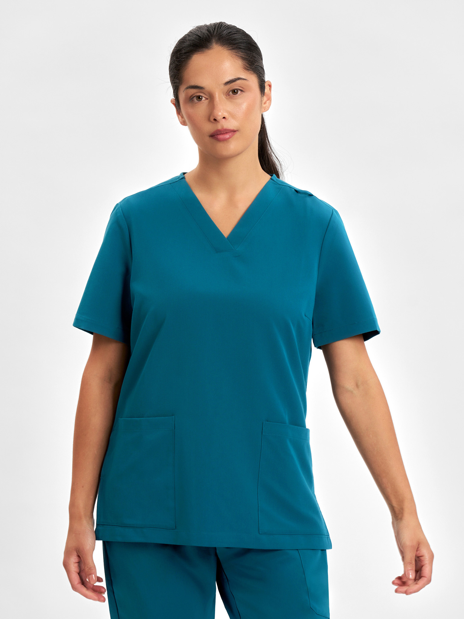 Pulse Womens V-Neck Scrub Top Caribbean Blue