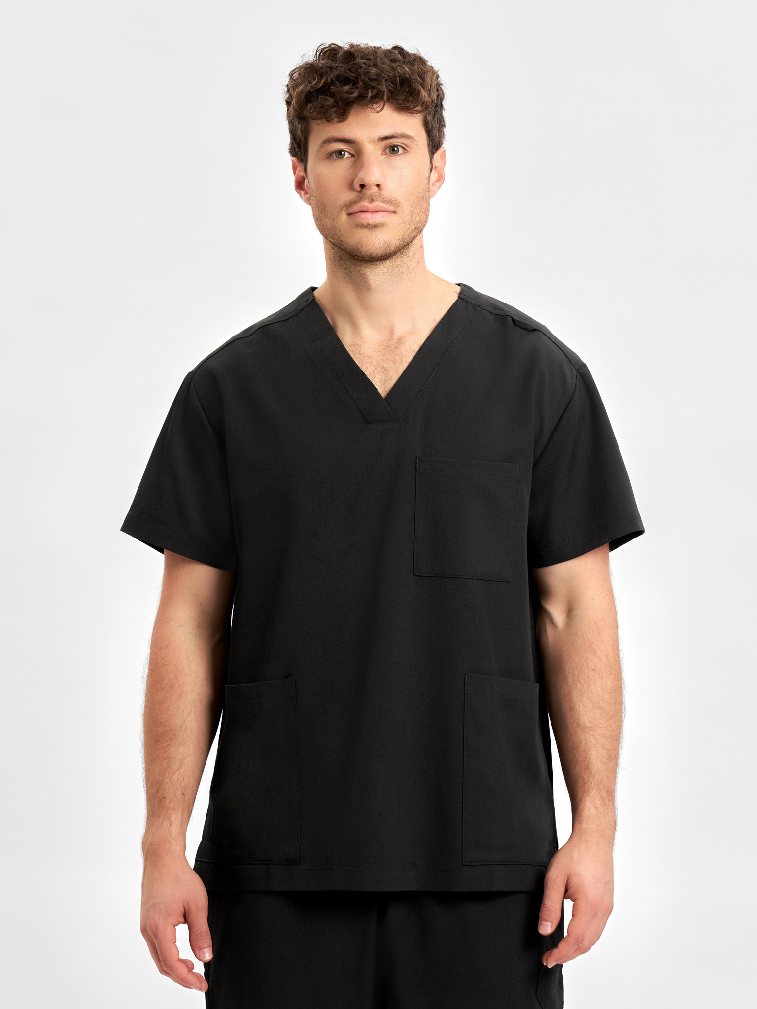 Pulse Unisex V-Neck Scrub Top Black