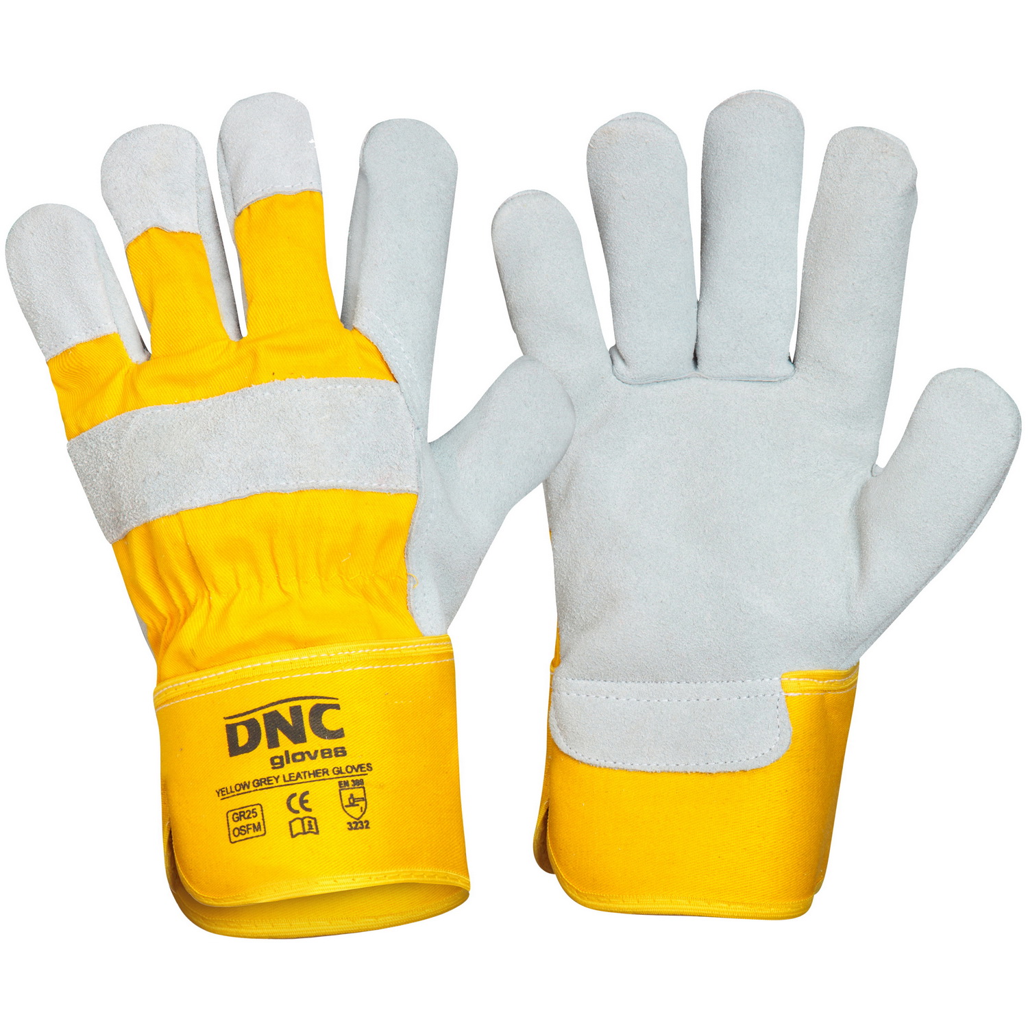 Yellow Premium Grey Leather Glove Yellow/Black