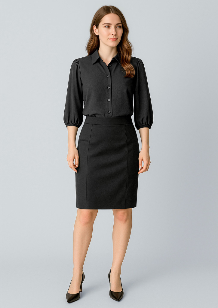 Womens Cool Stretch Mid-waist Pencil Skirt Black