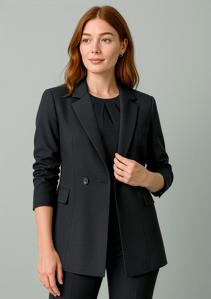 Womens Renew Double Breasted Longline Jacket Pencil Black