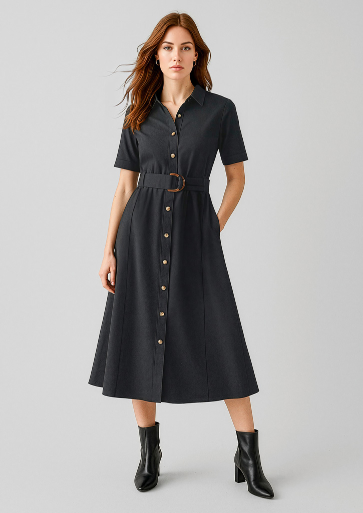 Womens Adele Midi Dress Black