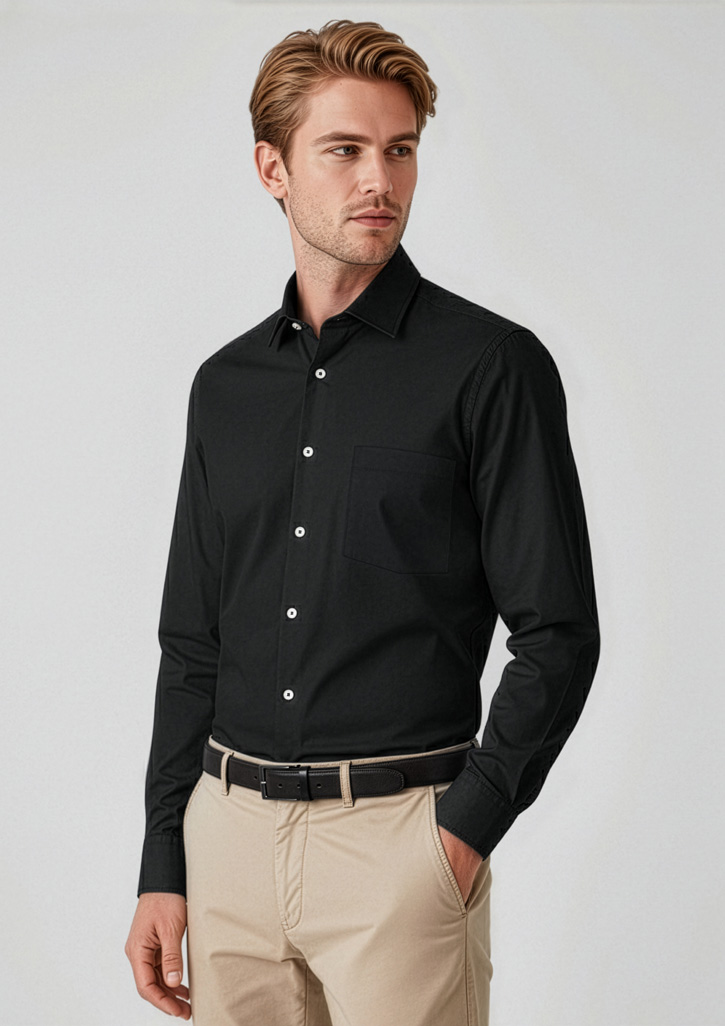 Mens Charlie Classic Fit Long Sleeve Shirt Black