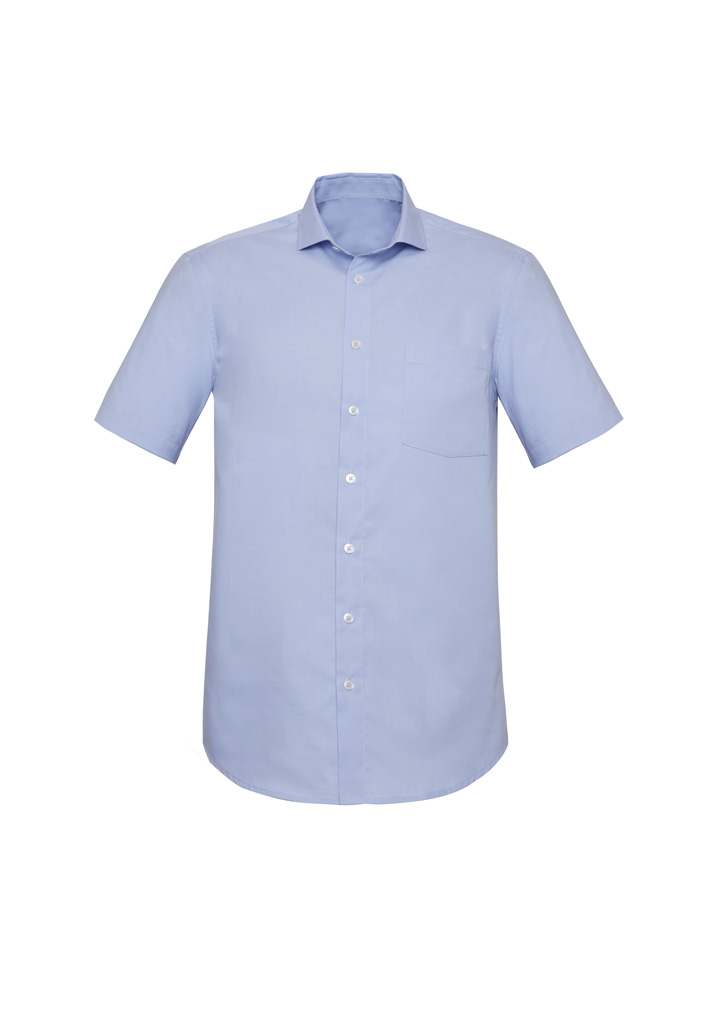 Mens Charlie Classic Fit Short Sleeve Shirt Blue Chambray
