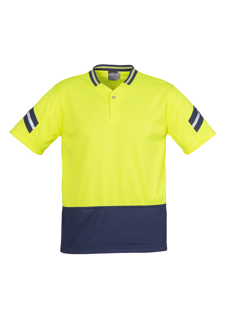 Mens Hi Vis Astro Short Sleeve Polo Yellow/Navy