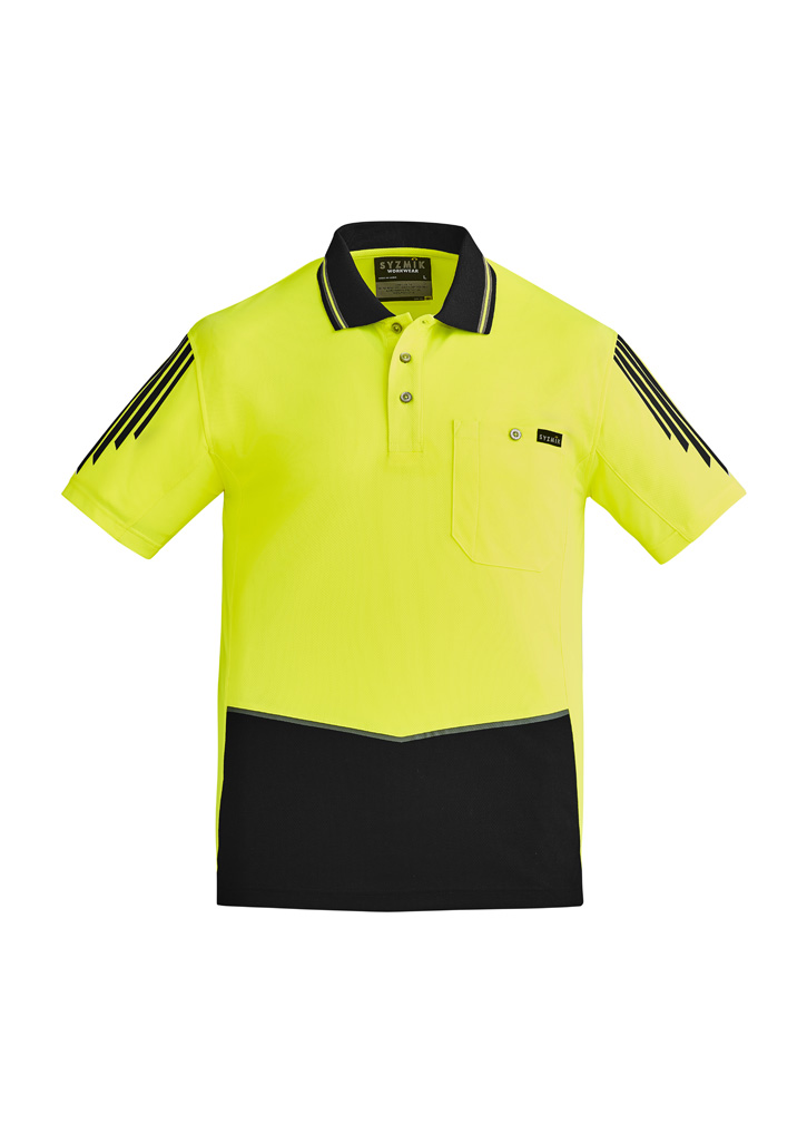 Mens Hi Vis Flux Short Sleeve Polo Yellow/Black