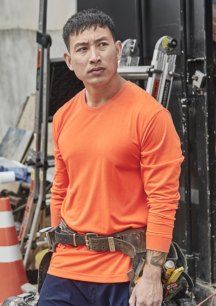 Mens Hi Vis Long Sleeve Tee Orange