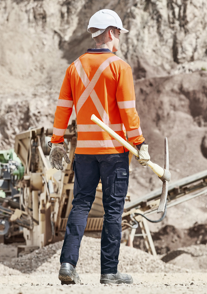 Unisex Hi Vis X Back NSW Rail Long Sleeve Polo Orange