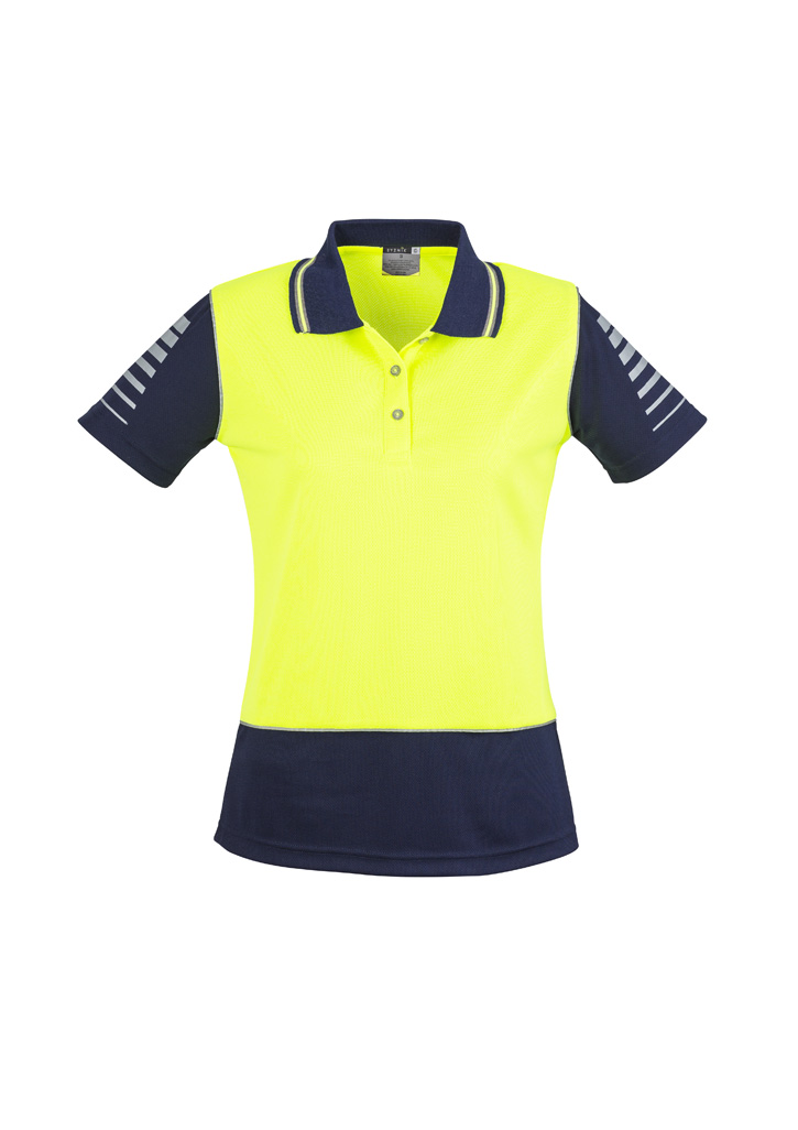 Womens Hi Vis Zone Short Sleeve Polo Yellow/Navy