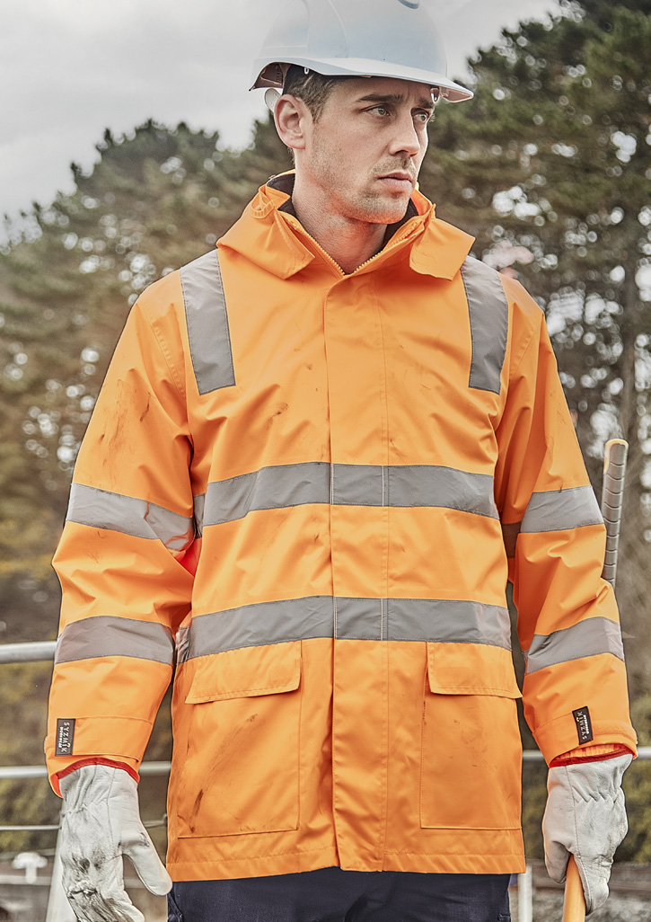 Unisex Hi Vis VIC Rail 4 In 1 Waterproof Jacket VIC Rail Orange