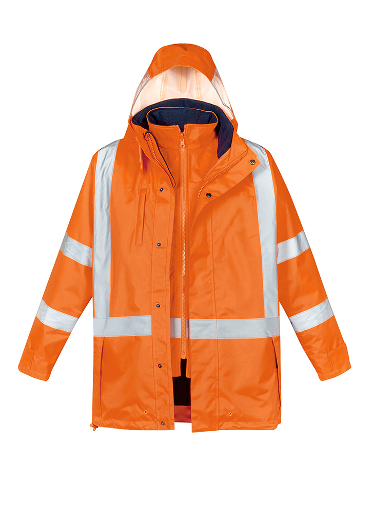 Mens Hi Vis X Back 4 In 1 Waterproof Jacket Orange/Navy