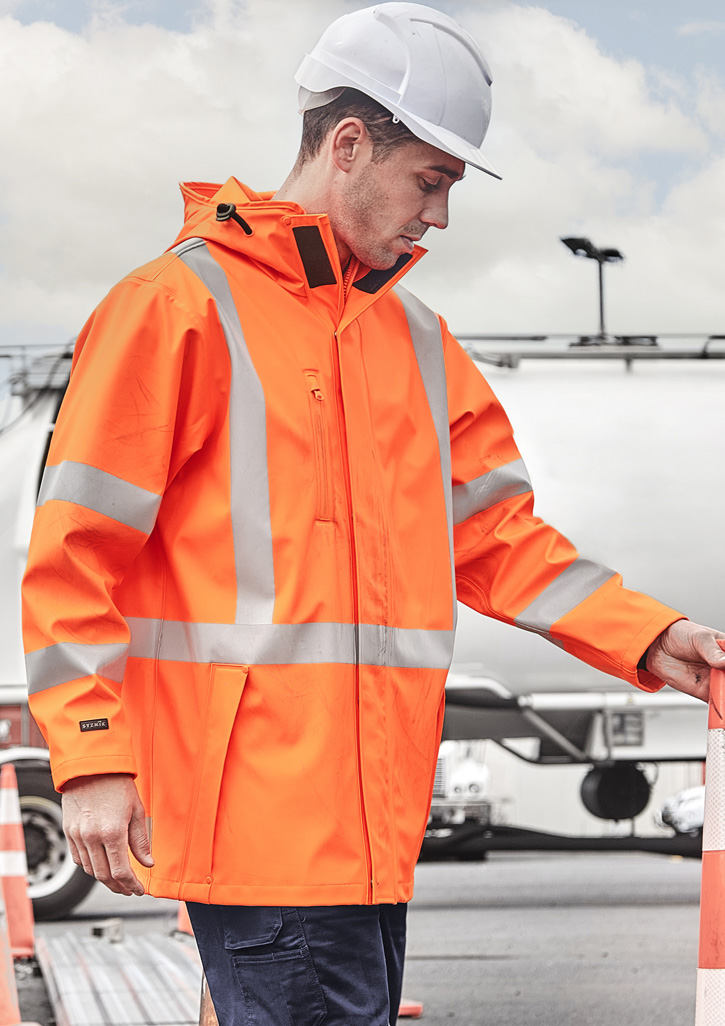 Mens Hi Vis X Back Heavy Duty Waterproof Jacket Orange
