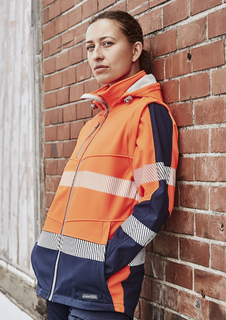 Womens Streetworx 2 In 1 Stretch Softshell Jacket Orange/Navy