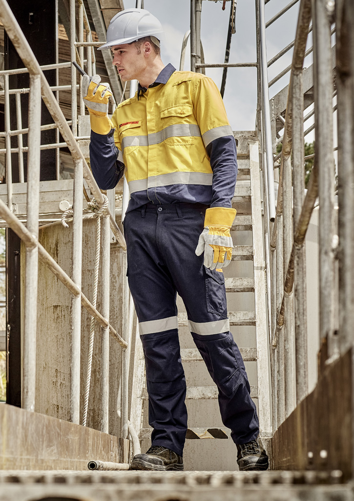 Mens Orange Flame Taped Cargo Pant (Regular) Navy
