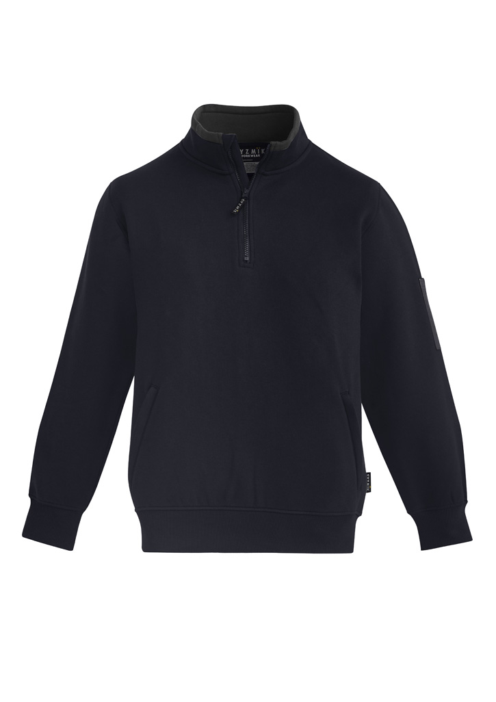 Unisex 1/4 Zip Brushed Fleece Pullover Navy/Charcoal
