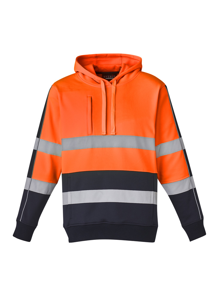 Unisex Hi Vis Stretch Taped Hoodie Orange/Navy