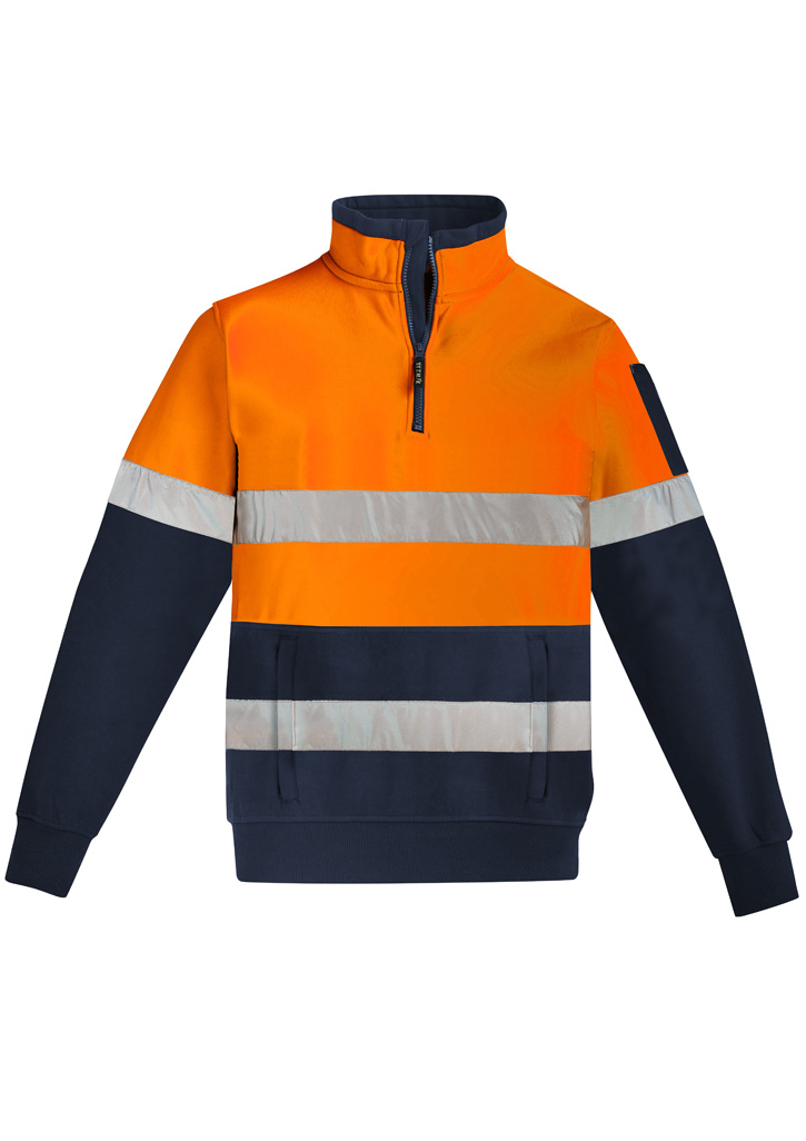 Unisex Hi Vis 1/4 Zip Pullover - Hoop Taped Orange/Navy