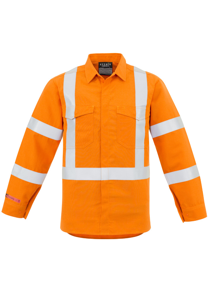 Mens Red Flame Hi Vis X Back Shirt Orange